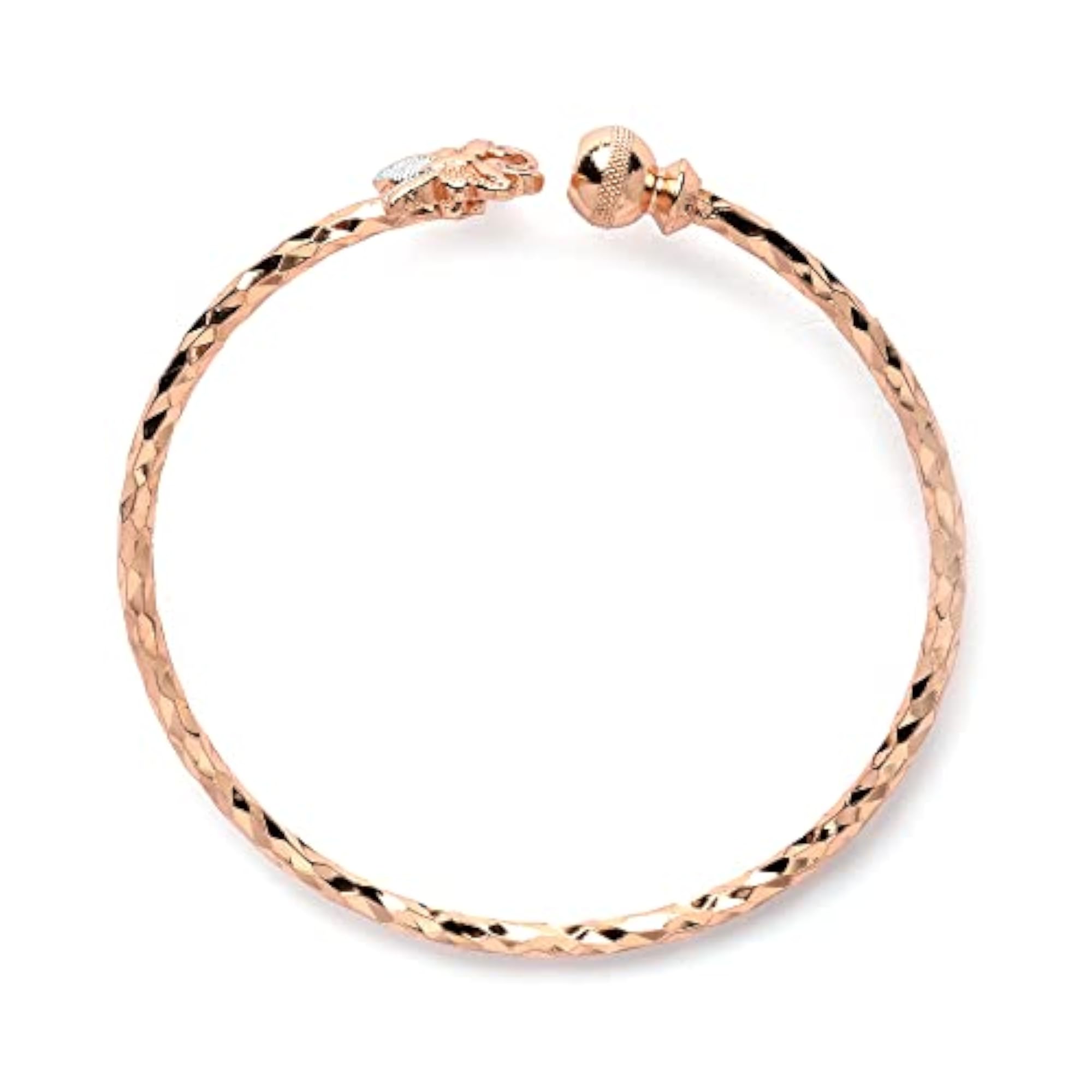 Rose Gold-Plated American Diamond Peacock Handcrafted Kada Bracelets Set